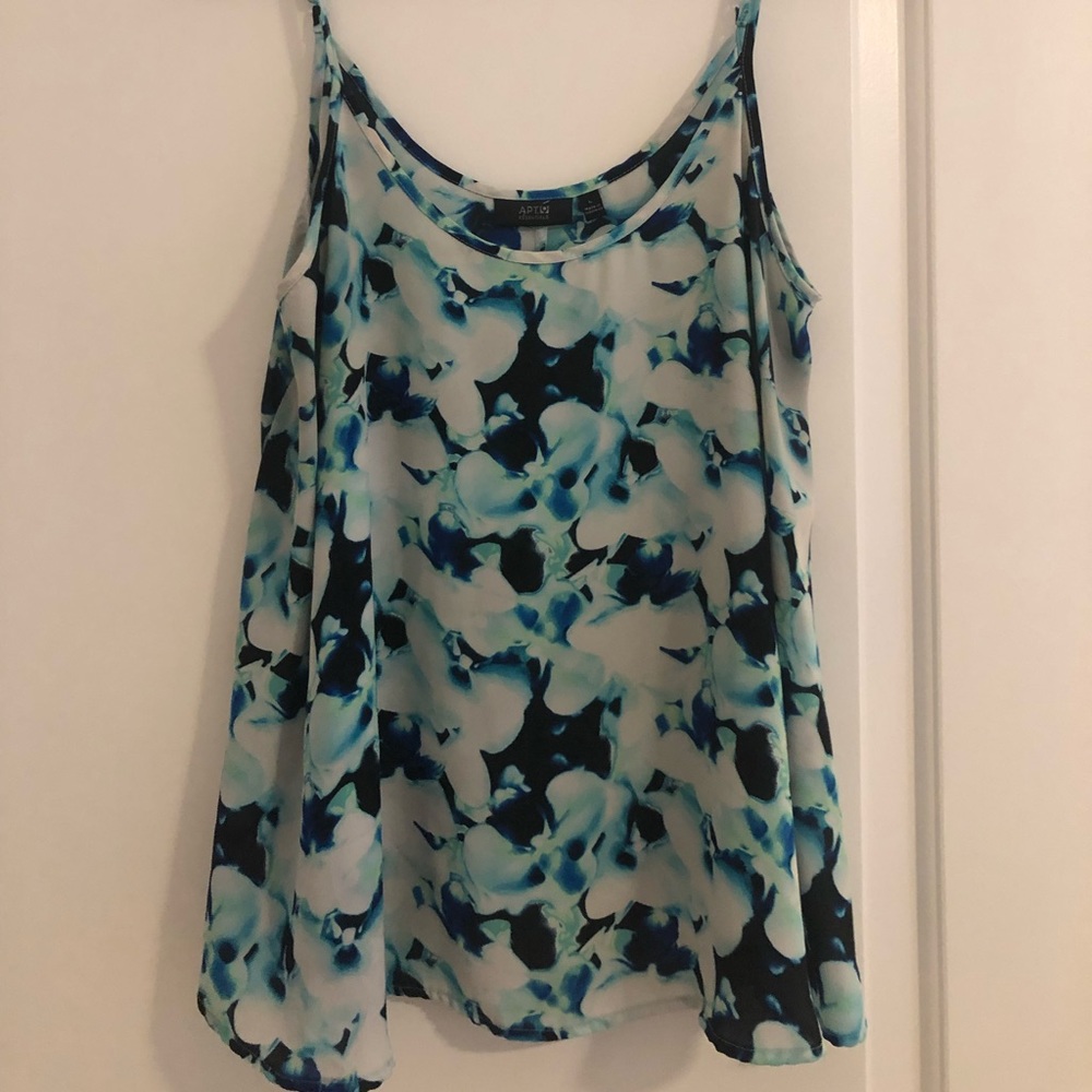 Apt.9 blue pattern swing trapeze cami tank top